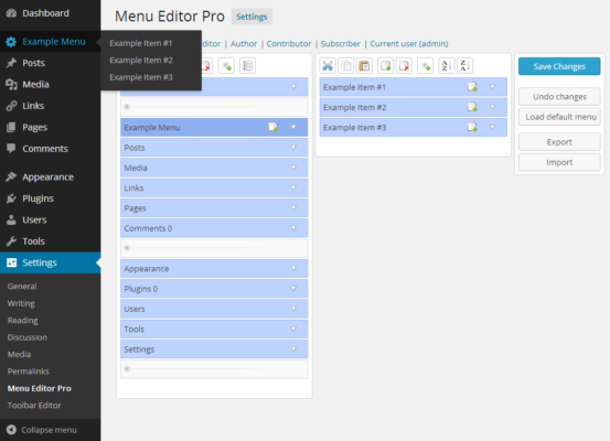 Admin Menu Editor Pro Features