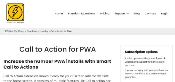 Call to Action for PWA