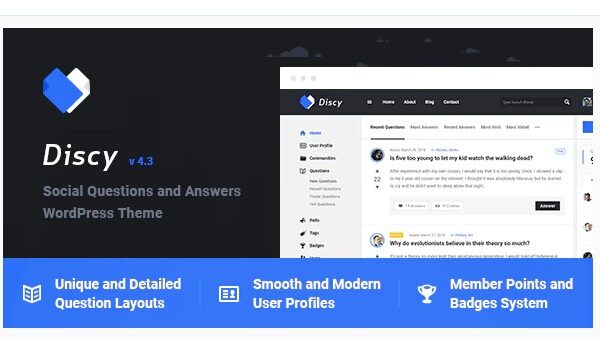 10. Discy - Social Questions and Answers WordPress Theme