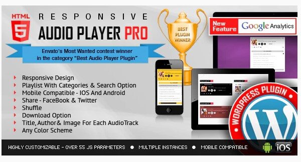 Responsive HTML5 Audio Player PRO - WordPress Plugin