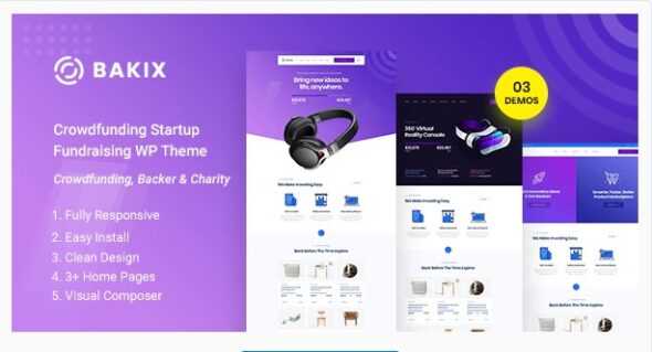 Bakix - Crowdfunding Startup & Fundraising WordPress Theme