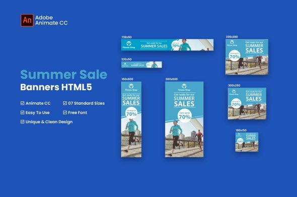 HTML Summer Sales Fitness Banner - Animate CC