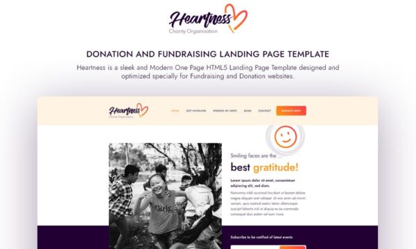 Heartness - Fundraising Donation Landing Page