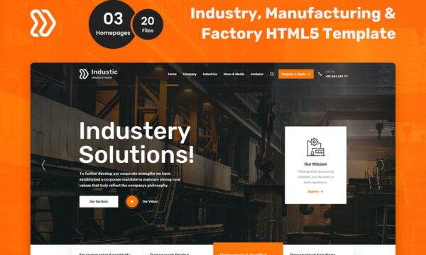 Industic Factory and Manufacturing HTML5 Template