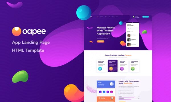 Oapee - App Landing Page HTML Template