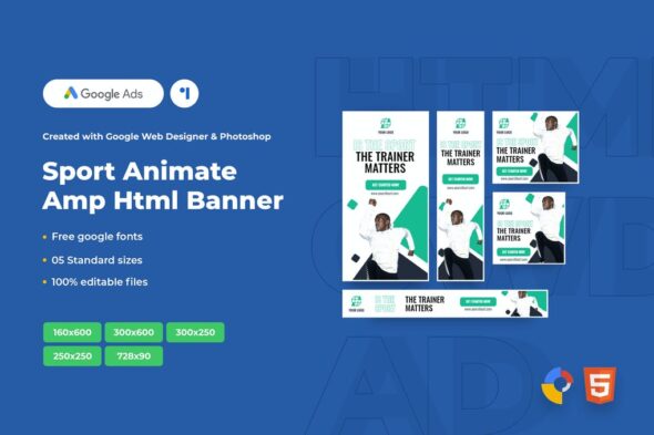 Sport Animate Ads Template AMP HTML Banners