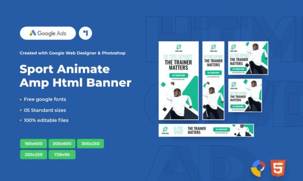 Sport Animate Ads Template AMP HTML Banners