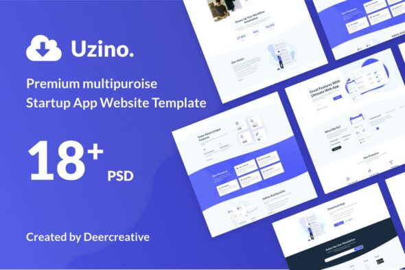 Uzino Premium Startup App PSD Template