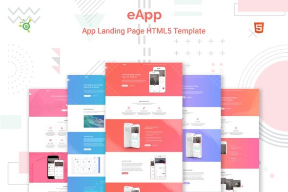eApp - 5-in-1 App Landing Page HTML5 Template