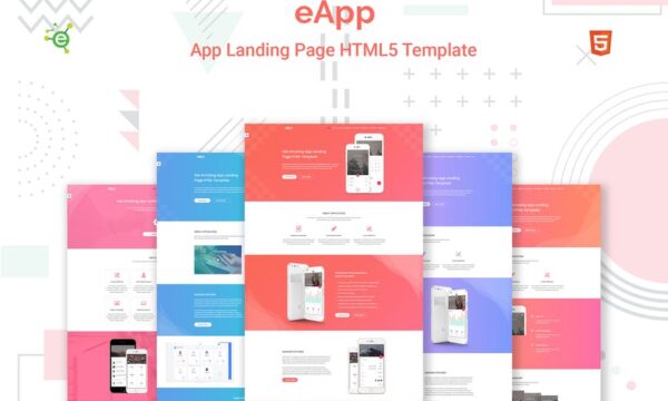eApp - 5-in-1 App Landing Page HTML5 Template