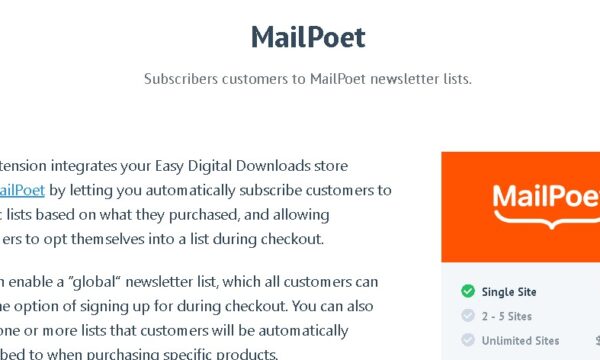 Easy Digital Downloads Mailpoet