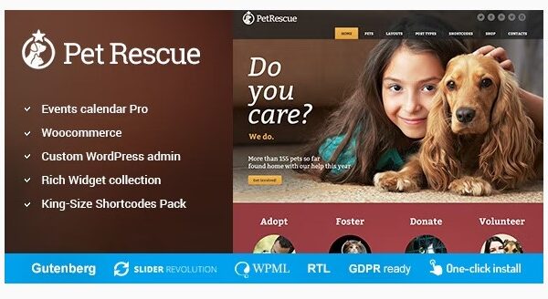 Pet Rescue - Animals and Shelter Charity WP Theme
