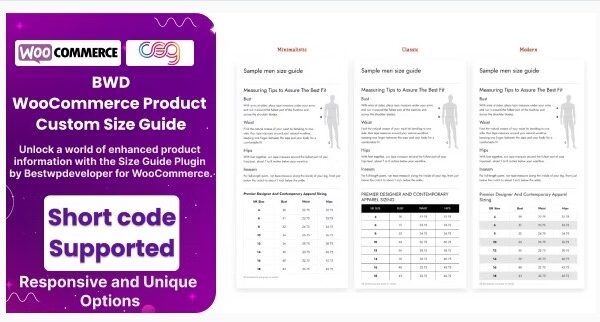 BWD Product Custom Size Guide For WooCommerce