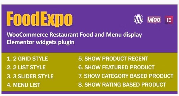 FoodExpo - WooCommerce Restaurant Food Menu display Elementor widgets plugin