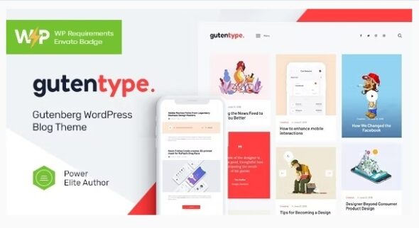 Gutentype 100% Gutenberg WordPress Theme for Modern Blog + Elementor