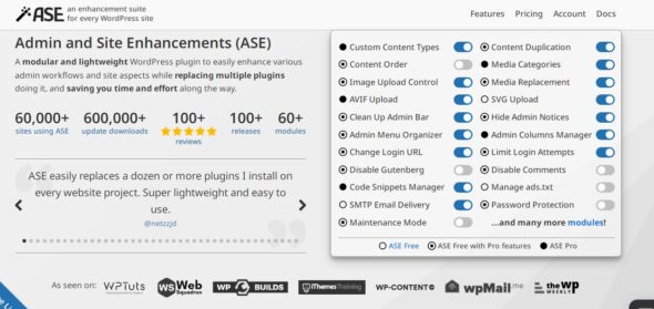 Admin and Site Enhancements (ASE) Pro
