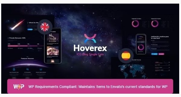 Hoverex Cryptocurrency, NFT & ICO WordPress Theme + Spanish