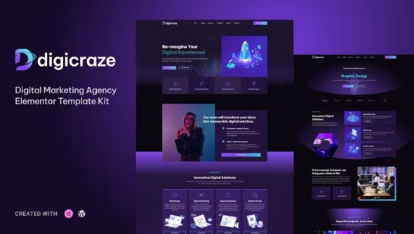 Digicraze – Digital Marketing Agency Elementor Pro Template Kit