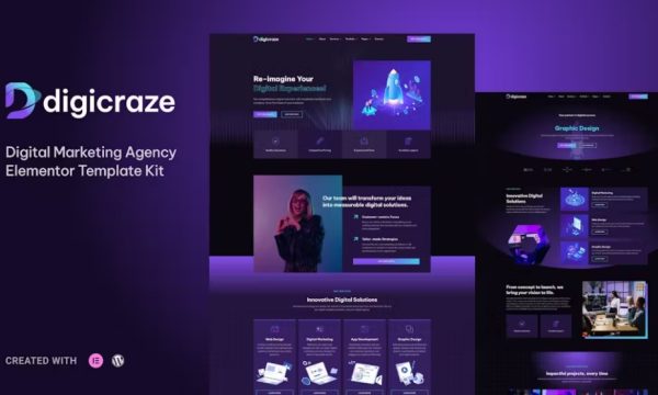 Digicraze – Digital Marketing Agency Elementor Pro Template Kit