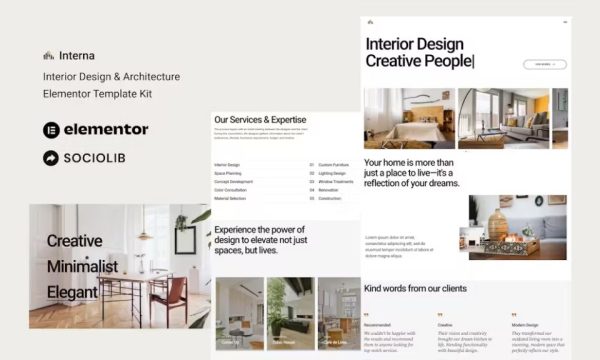 Interna – Interior Design & Architecture Elementor Template Kit