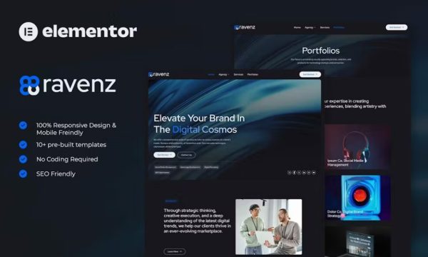 Ravenz – Creative Digital Agency Elementor Template Kit