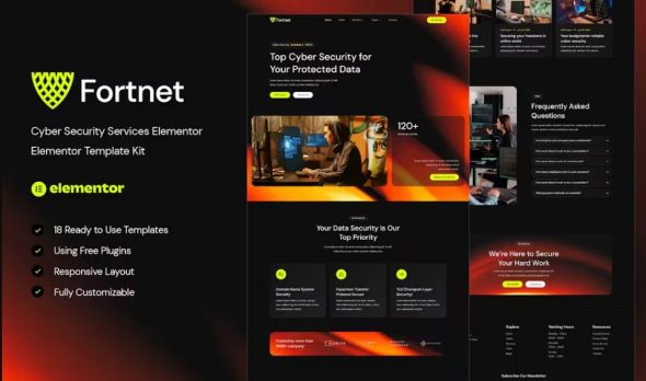 Fortnet – Cyber Security Services Elementor Template Kit