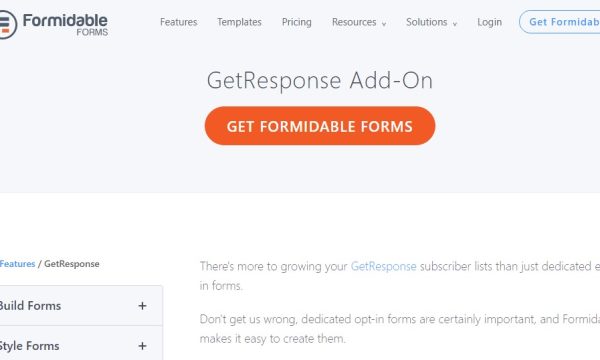 Formidable Forms – GetResponse Add-On