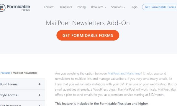Formidable Forms – MailPoet Newsletters Add-On