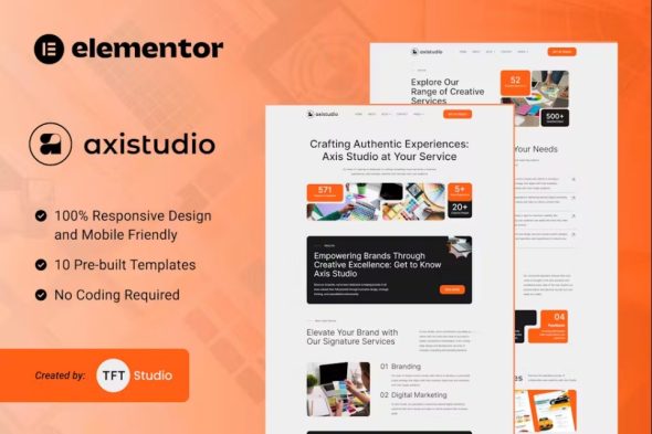 Axistudio – Branding & Creative Studio Elementor Template Kit