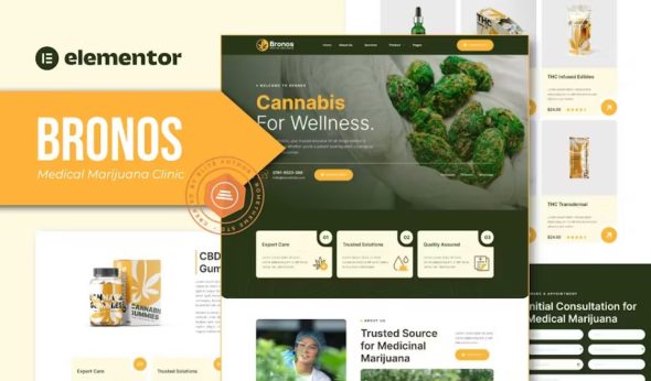 Bronos – Medical Marijuana Elementor Template Kit