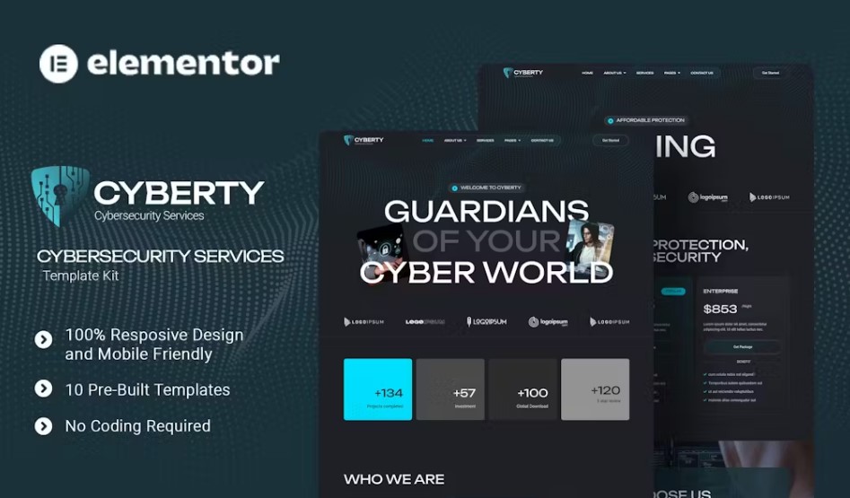 Cyberty – Cyber Security Service Elementor Template Kit