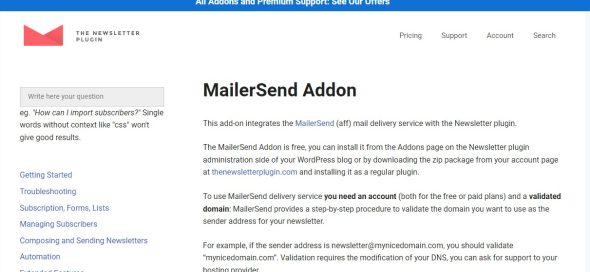 Newsletter – Mailersend Addon