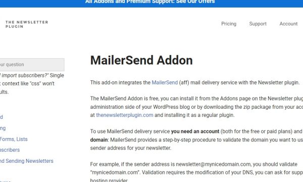 Newsletter – Mailersend Addon