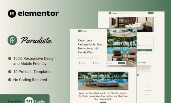 Paradista – Luxurious Accommodation Elementor Template Kit
