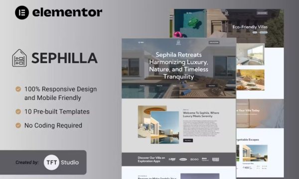 Sephilla – Premier Villa Showcase Elementor Template Kit