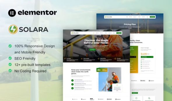 Solara – Solar Panel & Renewable Energy Elementor Template Kit