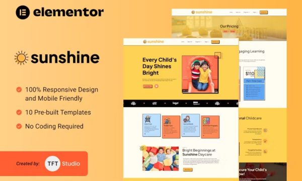 Sunshine – Cheerful Daycare Elementor Template Kit