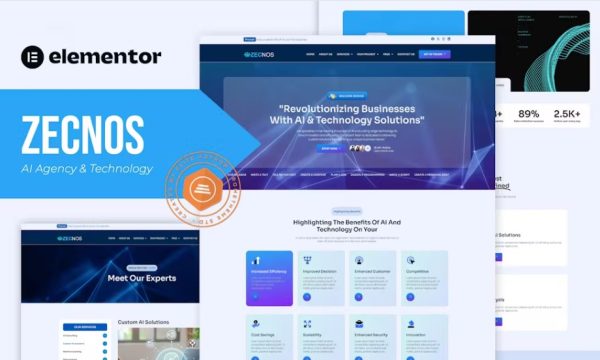 Zecnos – AI Agency & Technology Elementor Template Kit