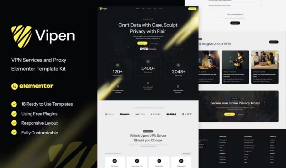 Vipen – VPN Services & Proxy Elementor Template Kit