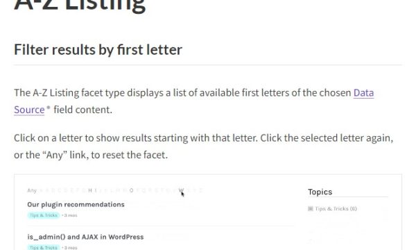 FacetWP A-Z Listing