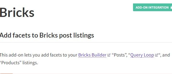 FacetWP – Bricks Builder integration