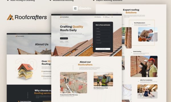 Roofcrafters – Roofing Company Elementor Pro Template Kit