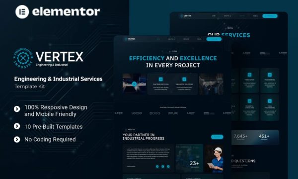 Vertex – Engineering & Industrial Services Elementor Template Kit