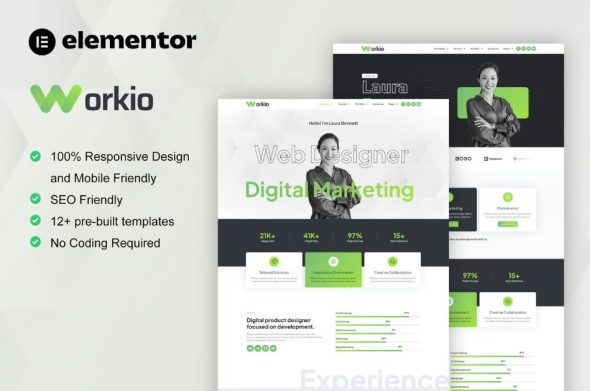 Workio – Digital Service & Creative Portfolio Elementor Template Kit