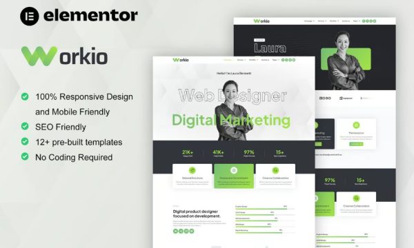 Workio – Digital Service & Creative Portfolio Elementor Template Kit