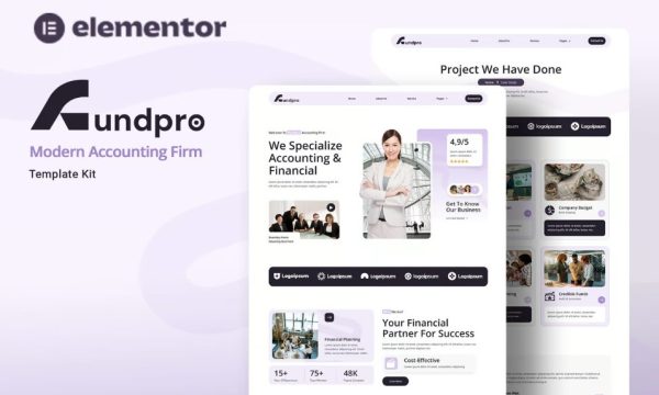 Fundpro – Modern Accounting Firm Elementor Template Kit