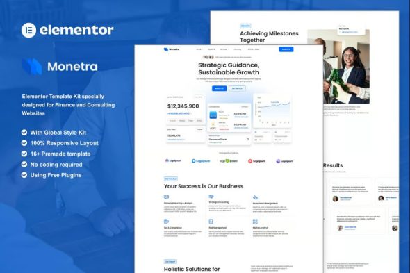 Monetra – Finance and Consulting Elementor Template Kit