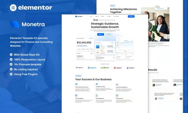 Monetra – Finance and Consulting Elementor Template Kit