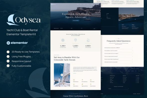 Odysea – Yacht Club & Boat Rental Elementor Template Kit