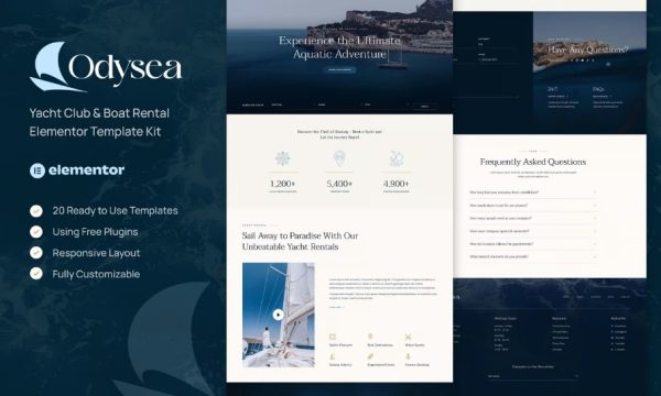 Odysea – Yacht Club & Boat Rental Elementor Template Kit